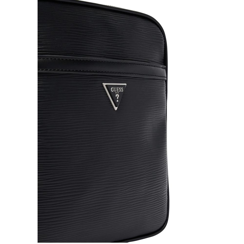 Schwarze Polyethylen-Messenger-Tasche Guess
