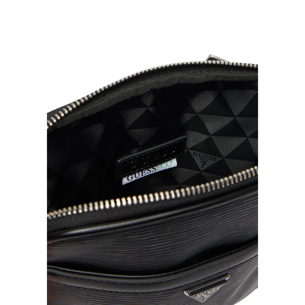 Schwarze Polyethylen-Messenger-Tasche Guess