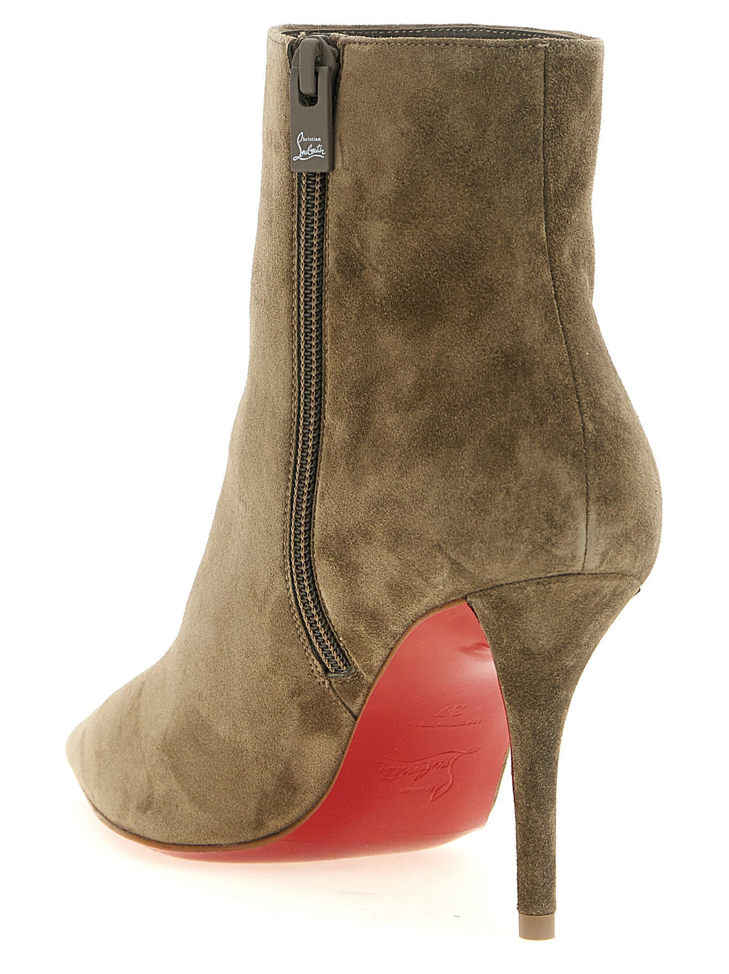 Beige Calfskin Ankle Boots Christian Louboutin