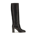 Schwarze Kalbsleder Bos Taurus High Heel Stiefel Prada