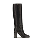 Schwarze Kalbsleder Bos Taurus High Heel Stiefel Prada