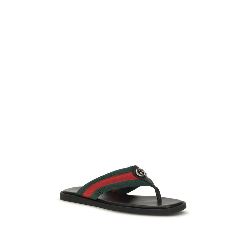Schwarze Flip-Flop-Sandalen aus Nylon Gucci