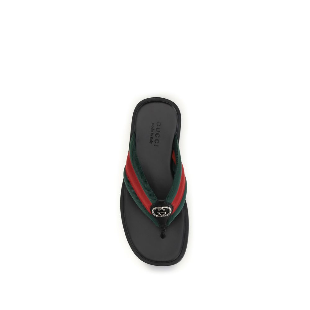 Schwarze Flip-Flop-Sandalen aus Nylon Gucci