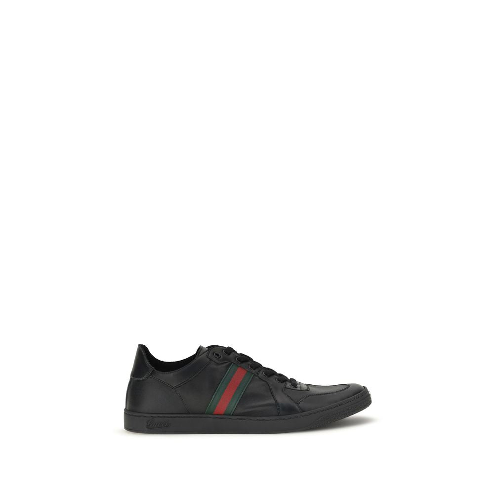 Schwarze Bos Taurus Kalbsleder Low-Top-Sneaker Gucci
