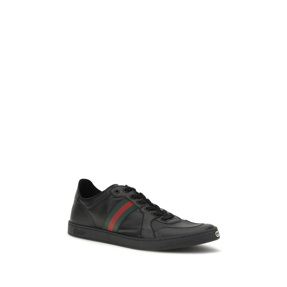 Schwarze Bos Taurus Kalbsleder Low-Top-Sneaker Gucci