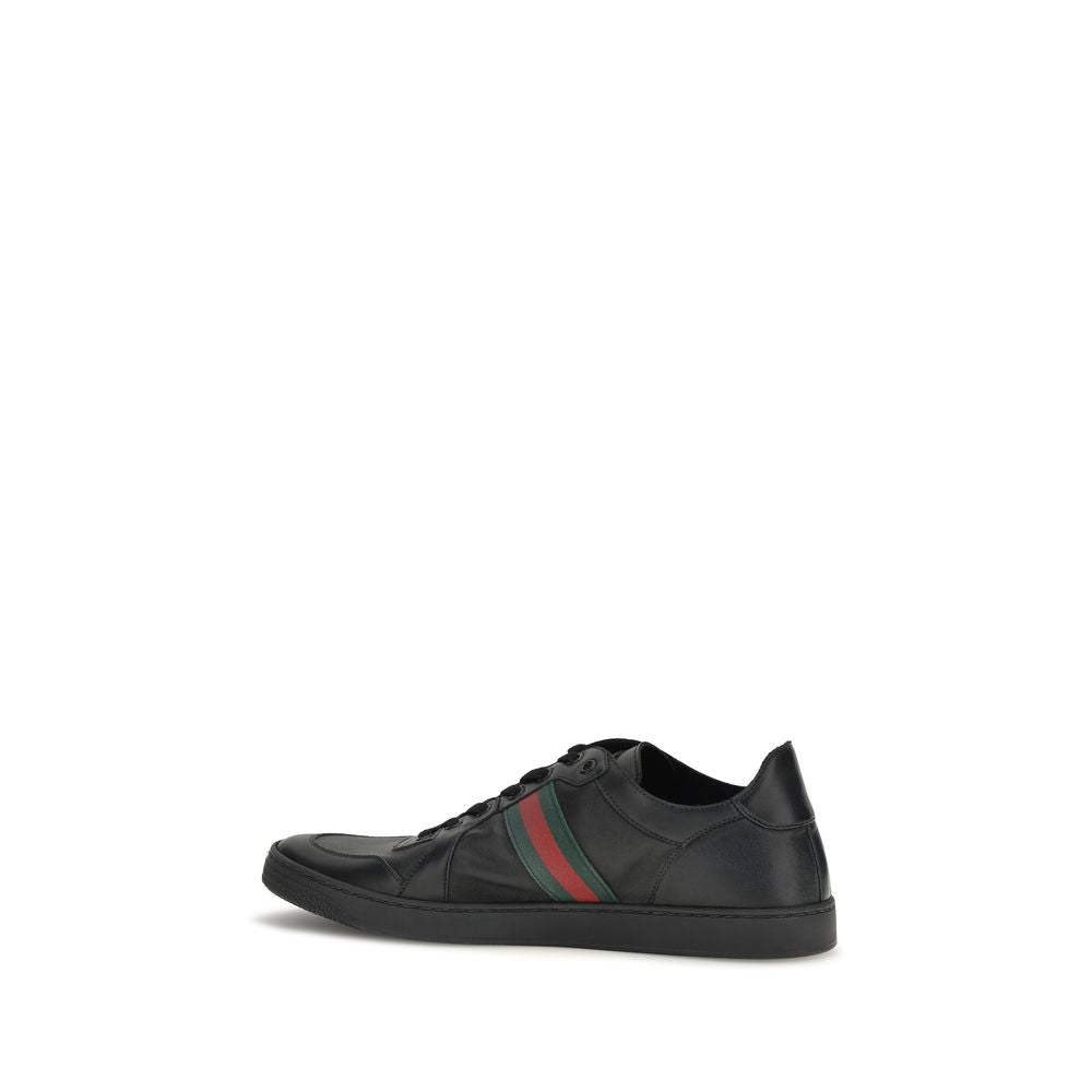 Schwarze Bos Taurus Kalbsleder Low-Top-Sneaker Gucci