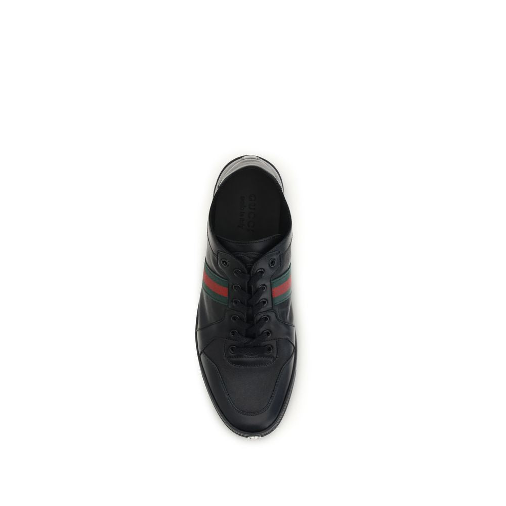 Schwarze Bos Taurus Kalbsleder Low-Top-Sneaker Gucci