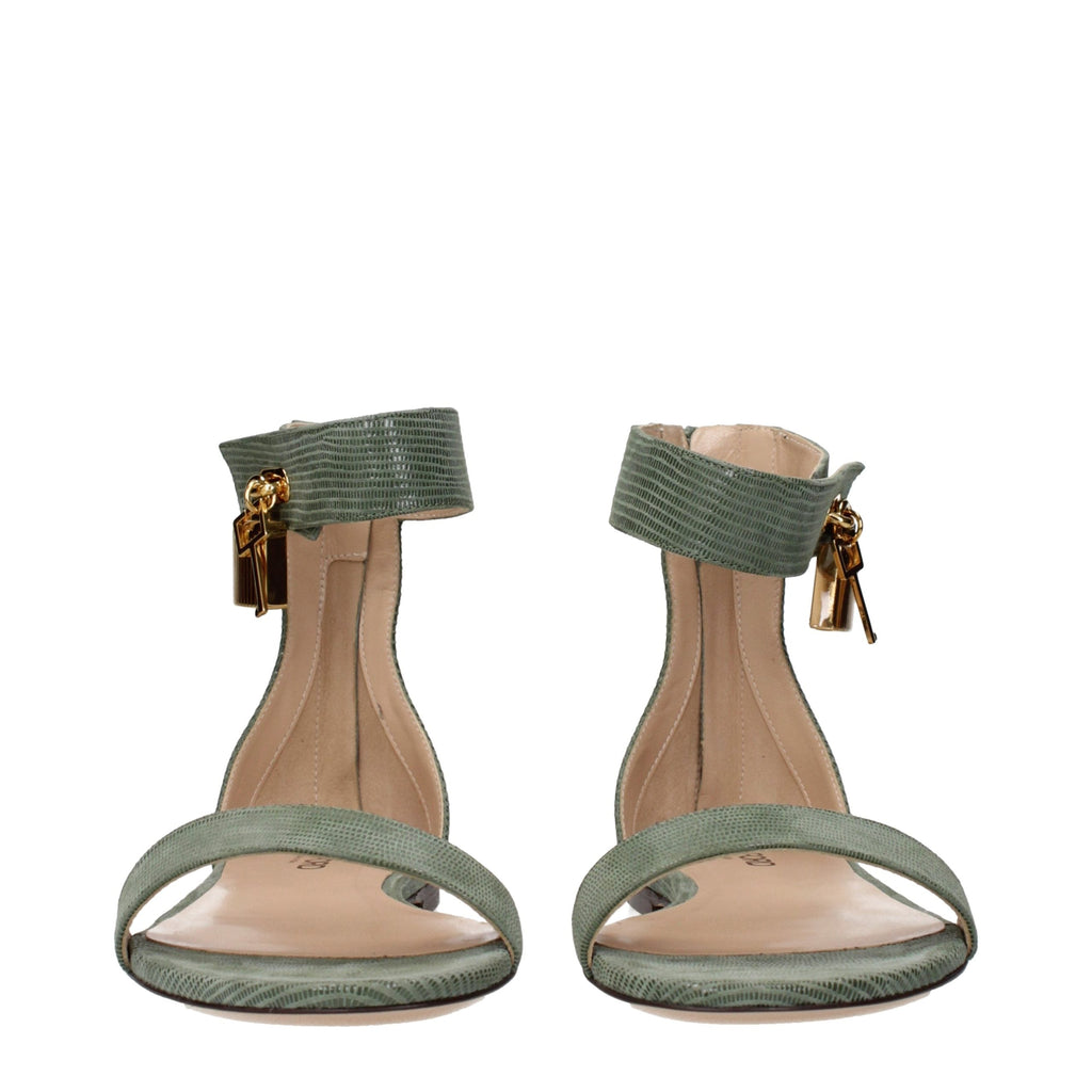 Grüne Ledersandalen mit flachem Absatz Tom Ford