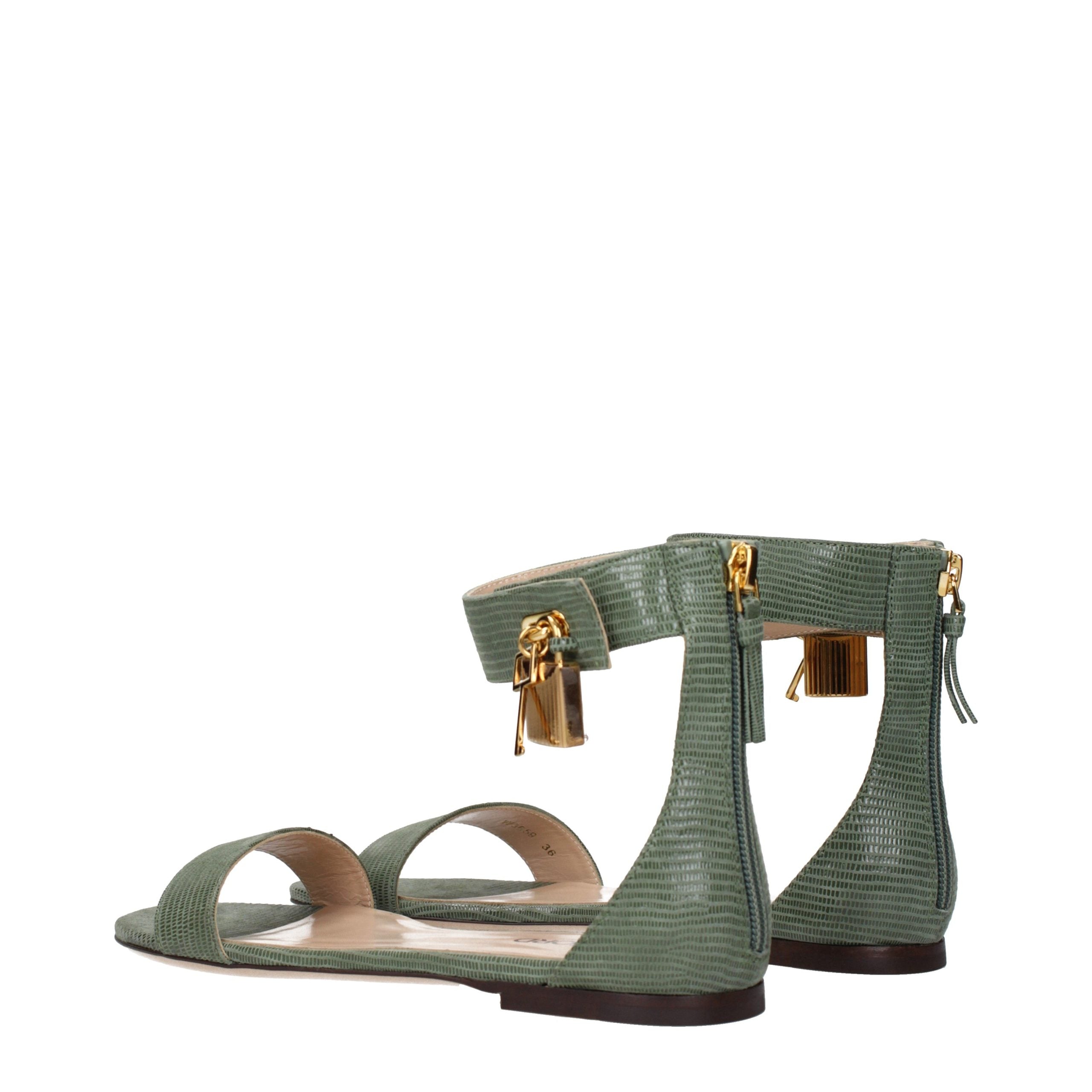 Grüne Ledersandalen mit flachem Absatz Tom Ford