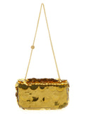 Goldfarbene Schultertasche aus Polyester Paco Rabanne