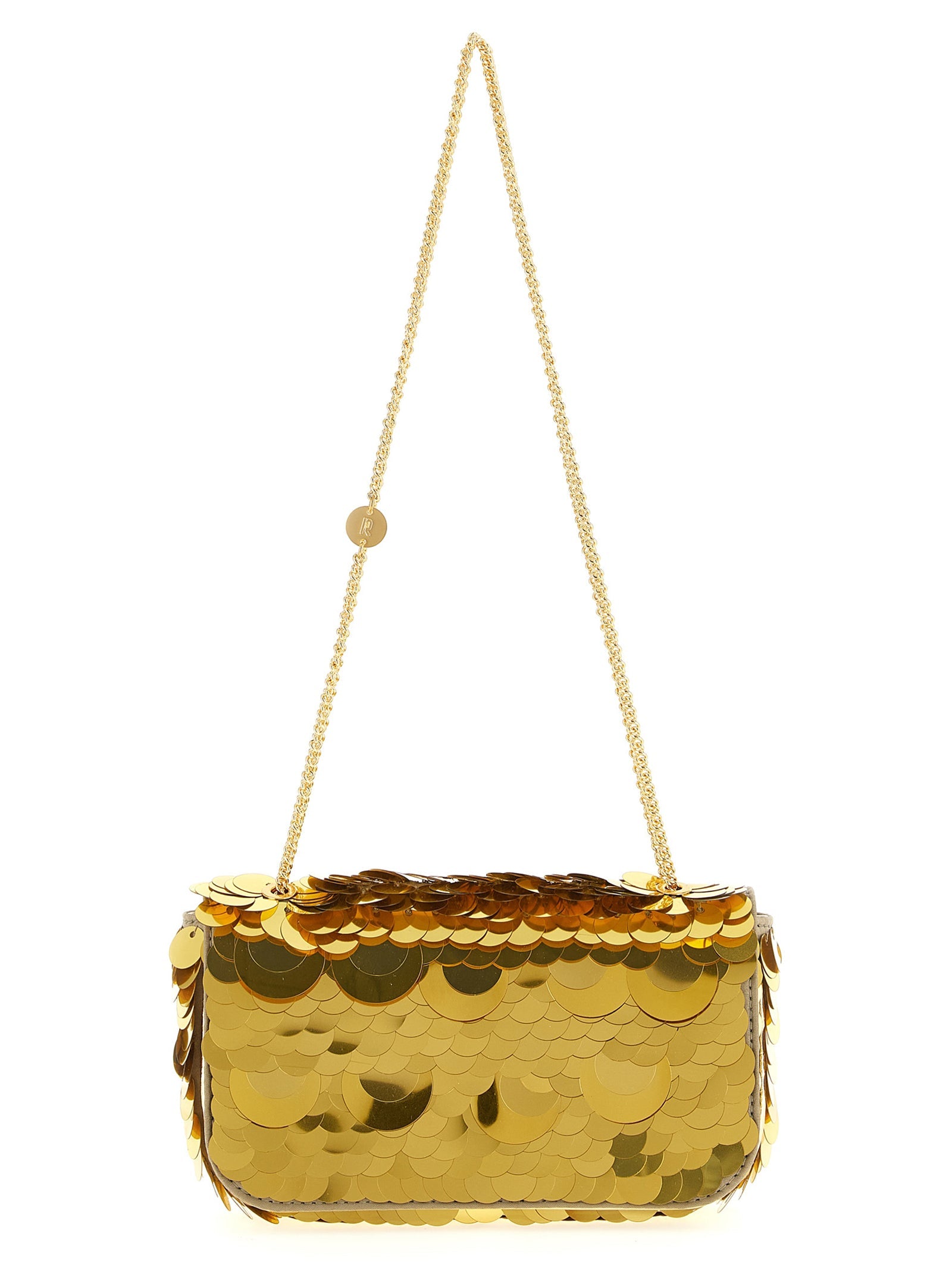 Goldfarbene Schultertasche aus Polyester Paco Rabanne