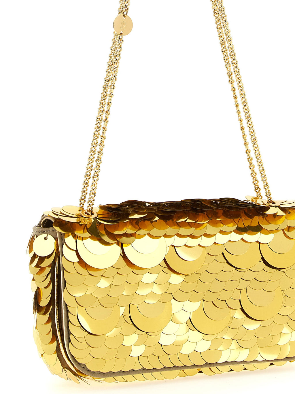 Goldfarbene Schultertasche aus Polyester Paco Rabanne