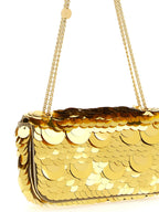 Goldfarbene Schultertasche aus Polyester Paco Rabanne