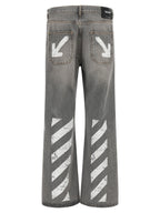 Graue Jeans aus Baumwolle im Relaxed Fit Off-White