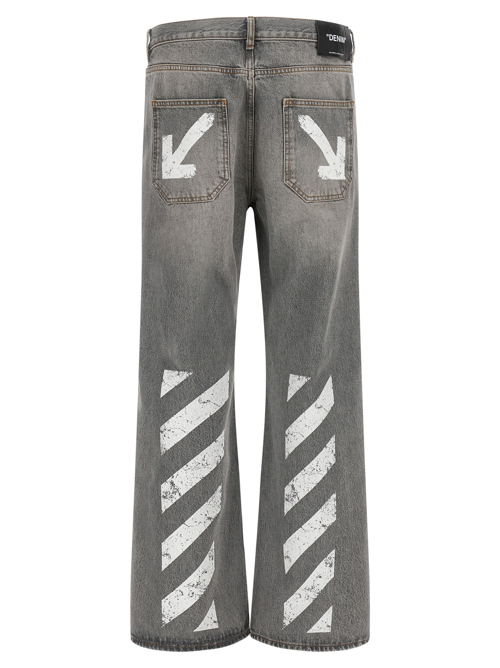 Graue Jeans aus Baumwolle im Relaxed Fit Off-White