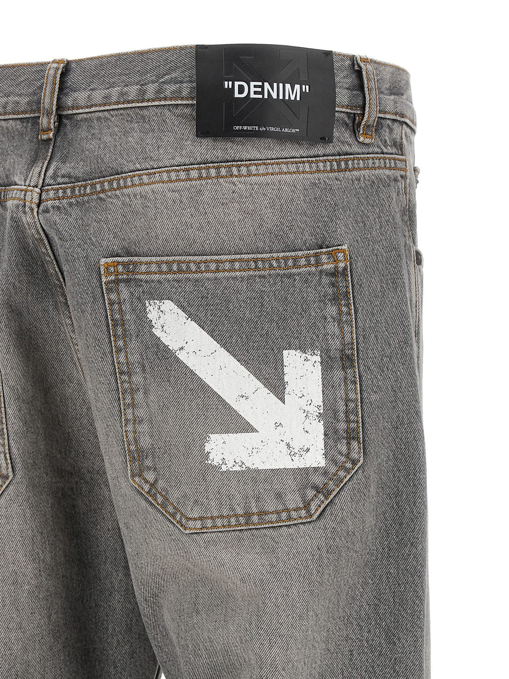 Graue Jeans aus Baumwolle im Relaxed Fit Off-White