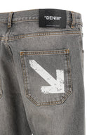 Graue Jeans aus Baumwolle im Relaxed Fit Off-White