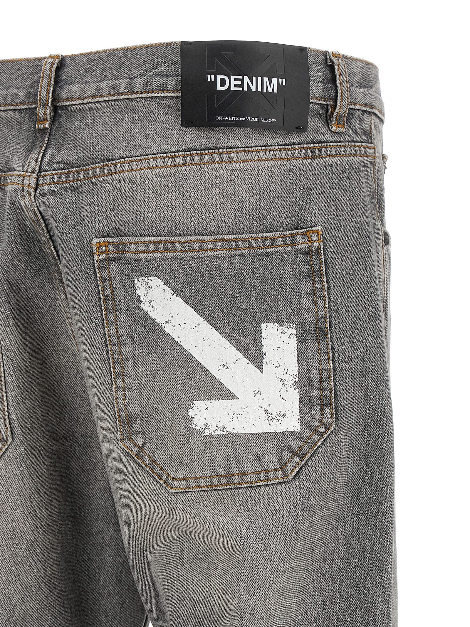 Graue Jeans aus Baumwolle im Relaxed Fit Off-White