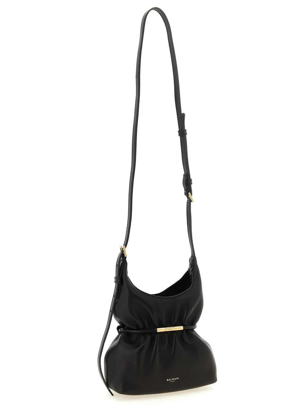 Schwarze Lammleder-Schultertasche Balmain