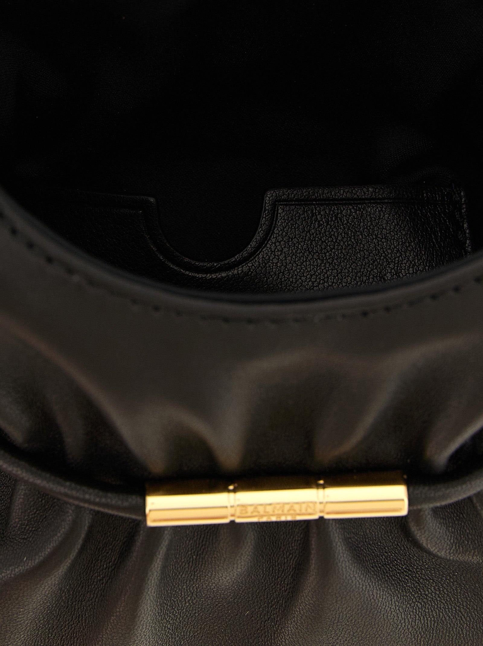 Schwarze Lammleder-Schultertasche Balmain