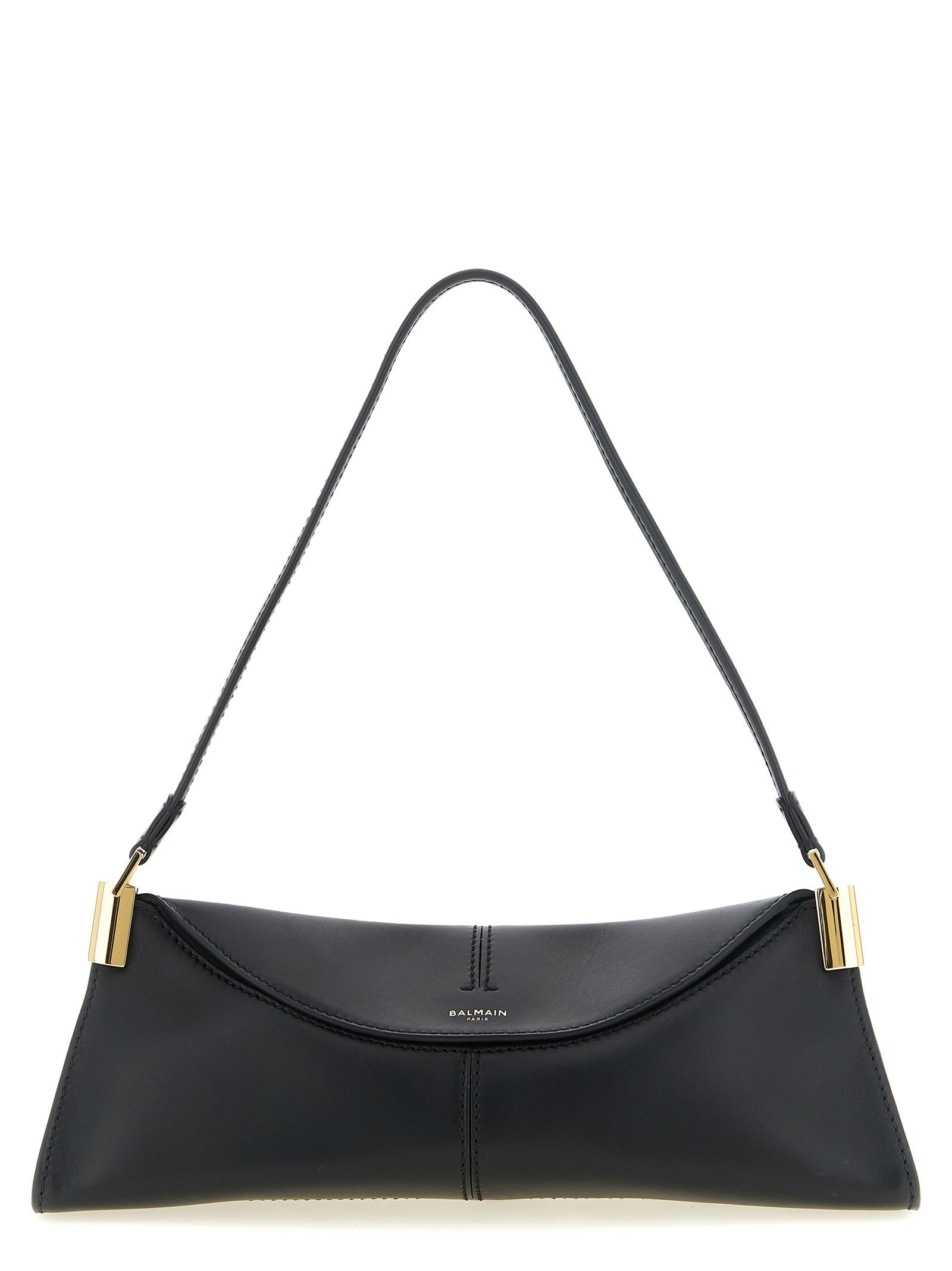 Schwarze Kalbsleder-Schultertasche Balmain