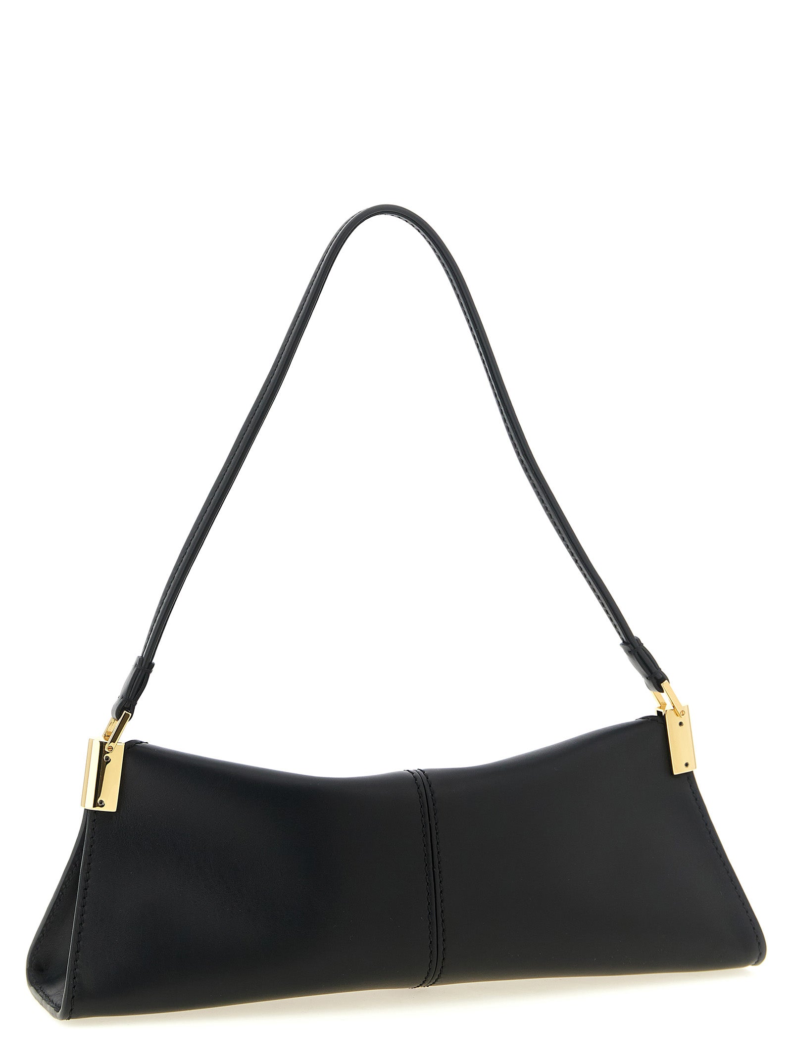 Schwarze Kalbsleder-Schultertasche Balmain