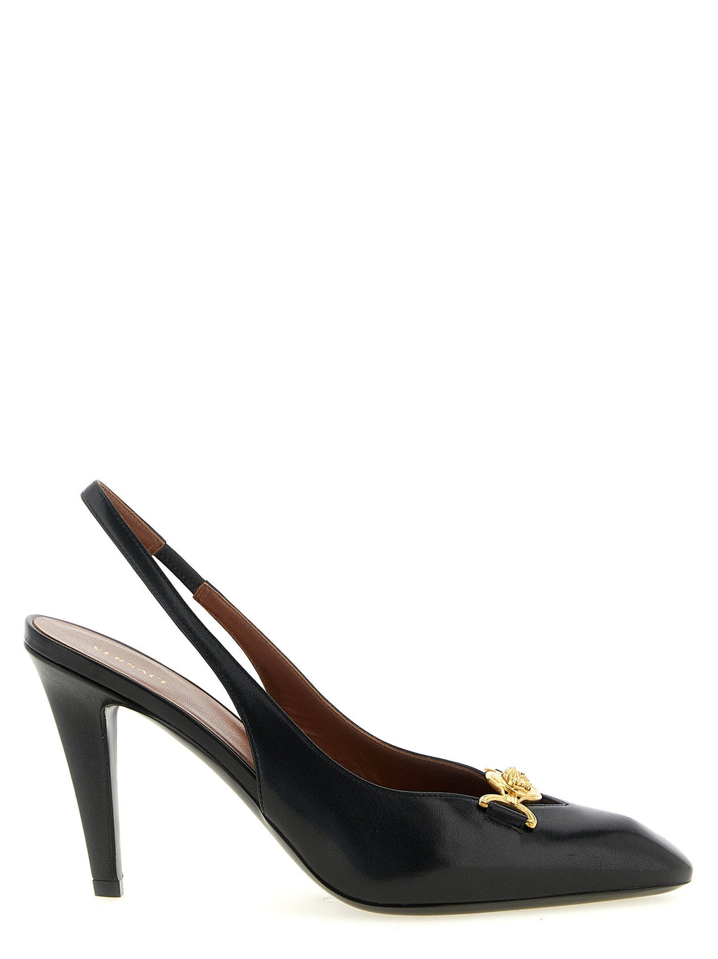 Schwarze Pumps aus Lammleder mit hohem Absatz Versace