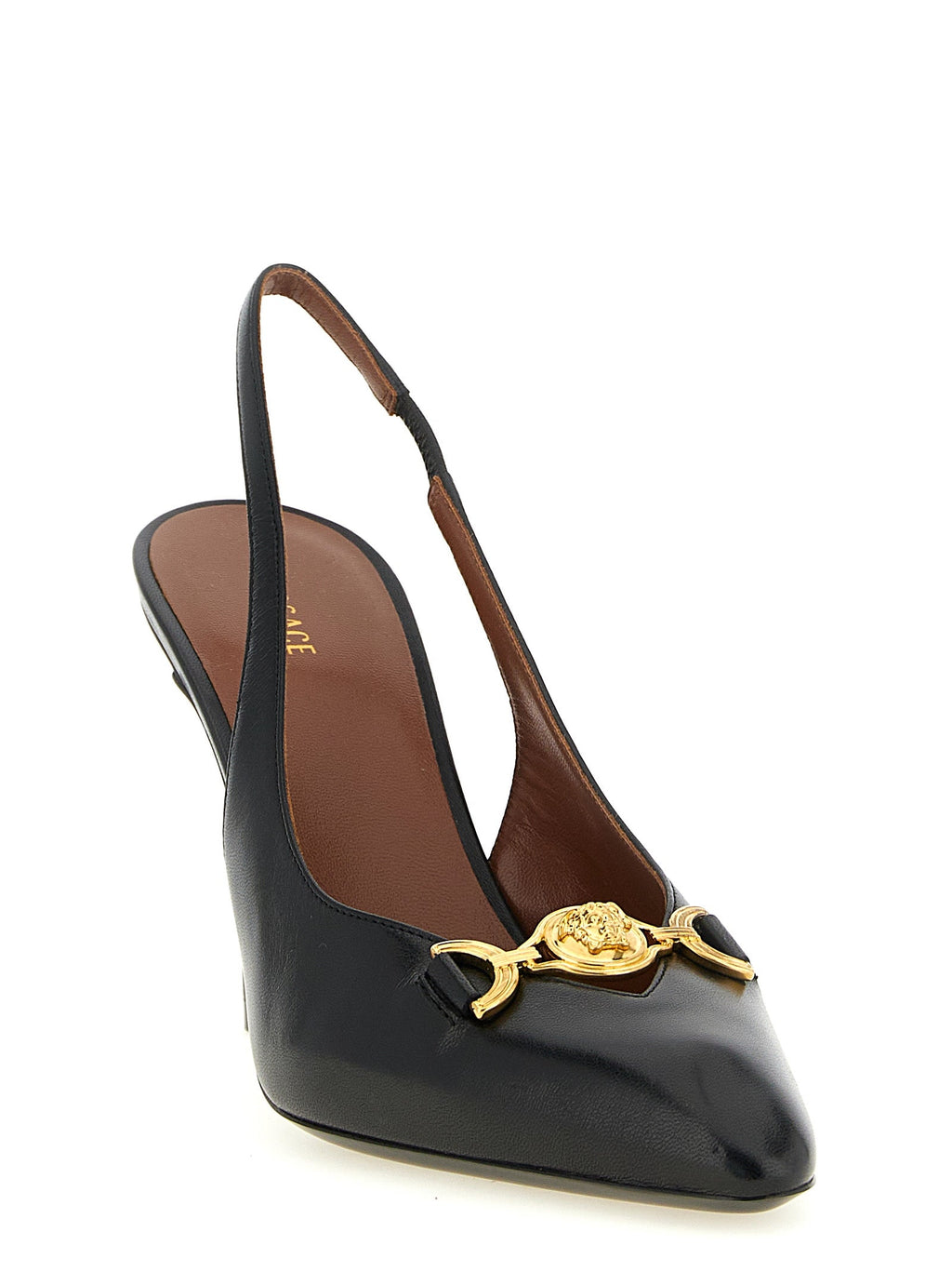 Schwarze Pumps aus Lammleder mit hohem Absatz Versace