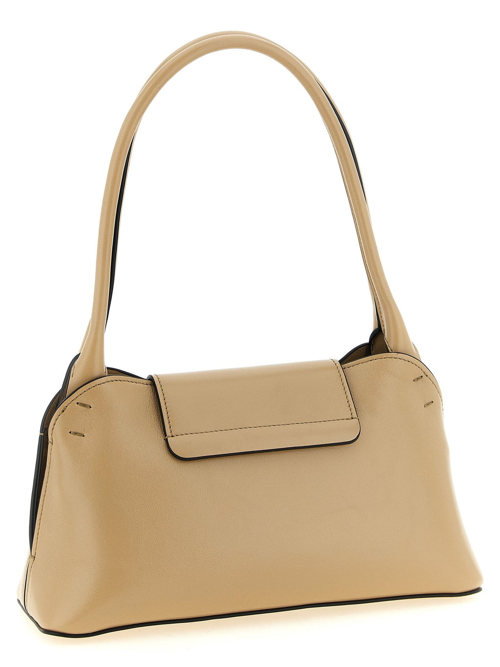 Beigefarbene Kalbshaut Schultertasche Versace