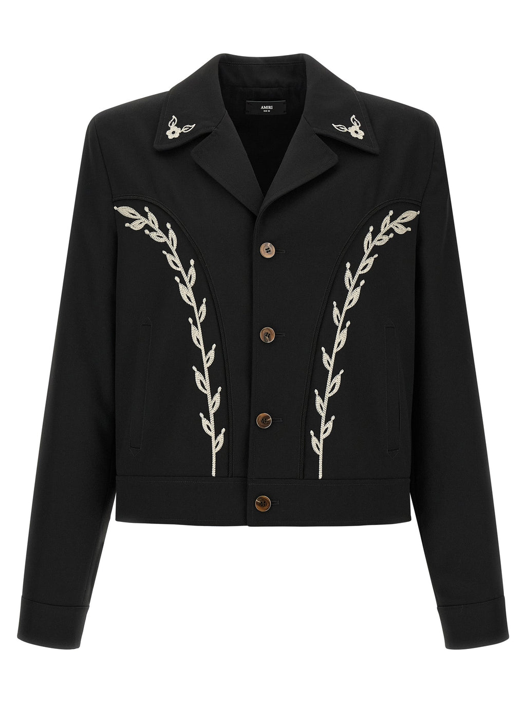 Schwarze Polyester-Jacke in voller Länge Amiri