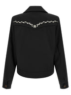 Schwarze Polyester-Jacke in voller Länge Amiri