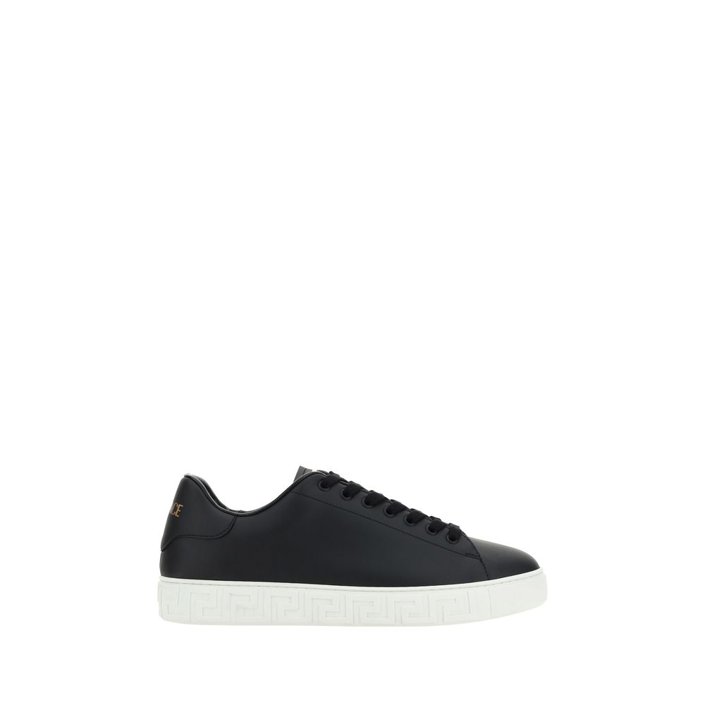 Schwarze Bos Taurus Kalbsleder Low-Top-Sneaker Versace