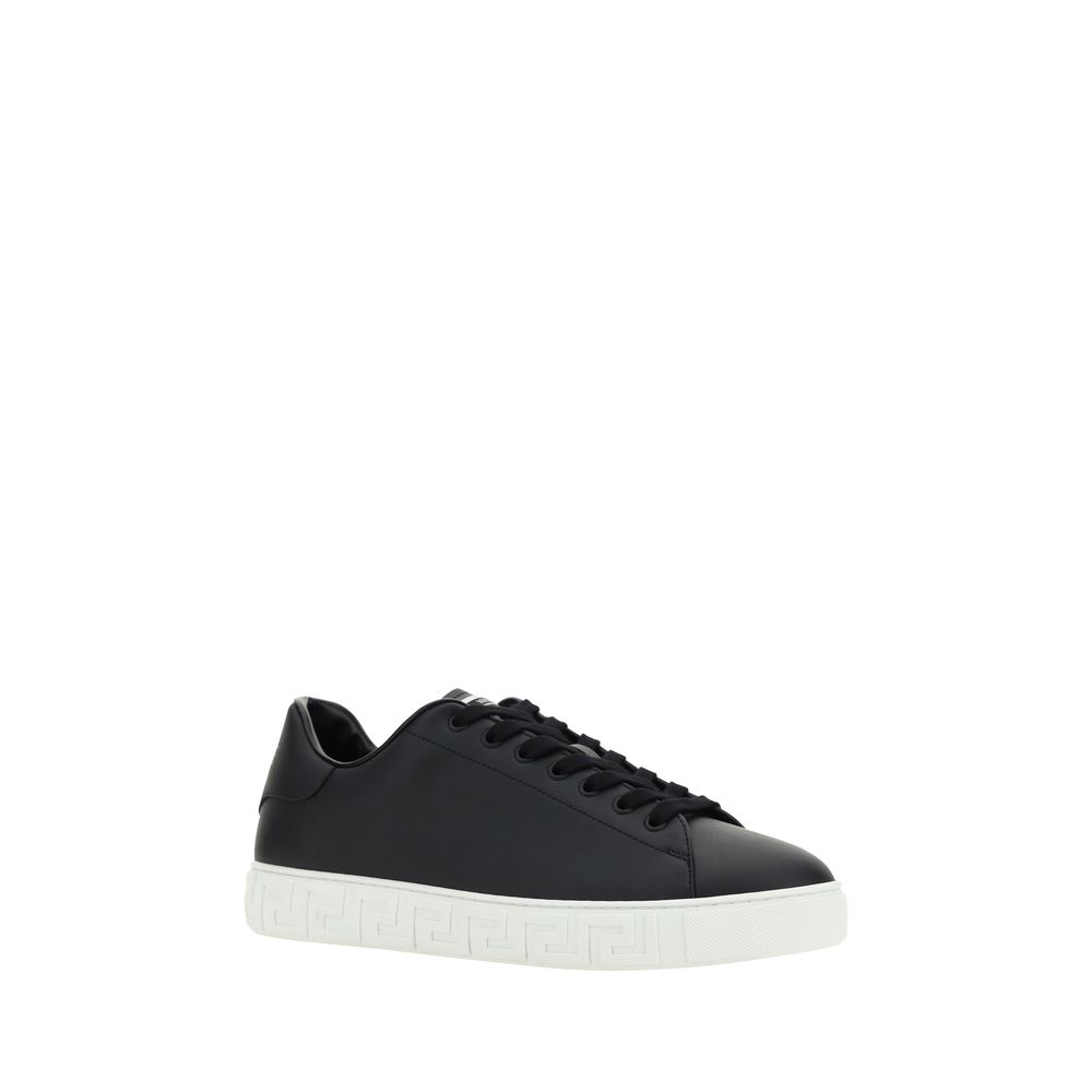 Schwarze Bos Taurus Kalbsleder Low-Top-Sneaker Versace