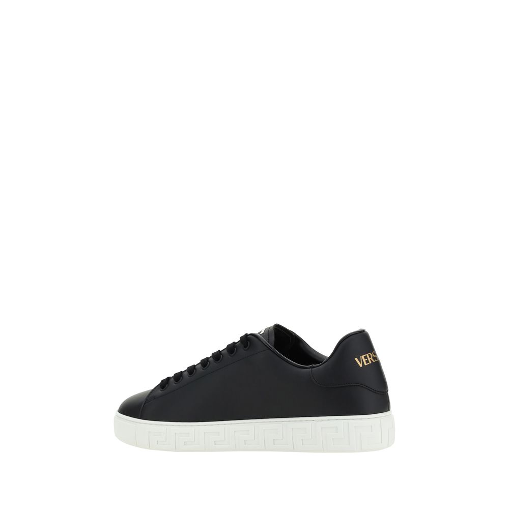 Schwarze Bos Taurus Kalbsleder Low-Top-Sneaker Versace