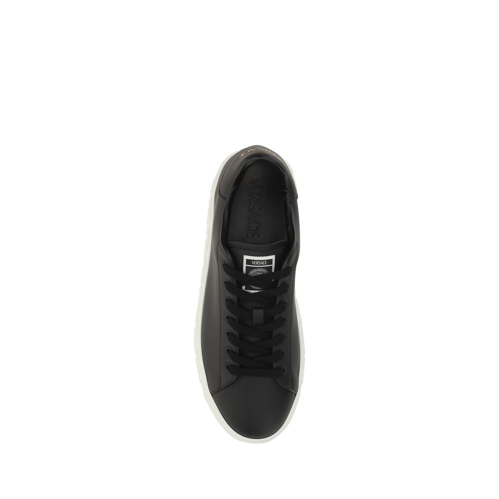 Schwarze Bos Taurus Kalbsleder Low-Top-Sneaker Versace