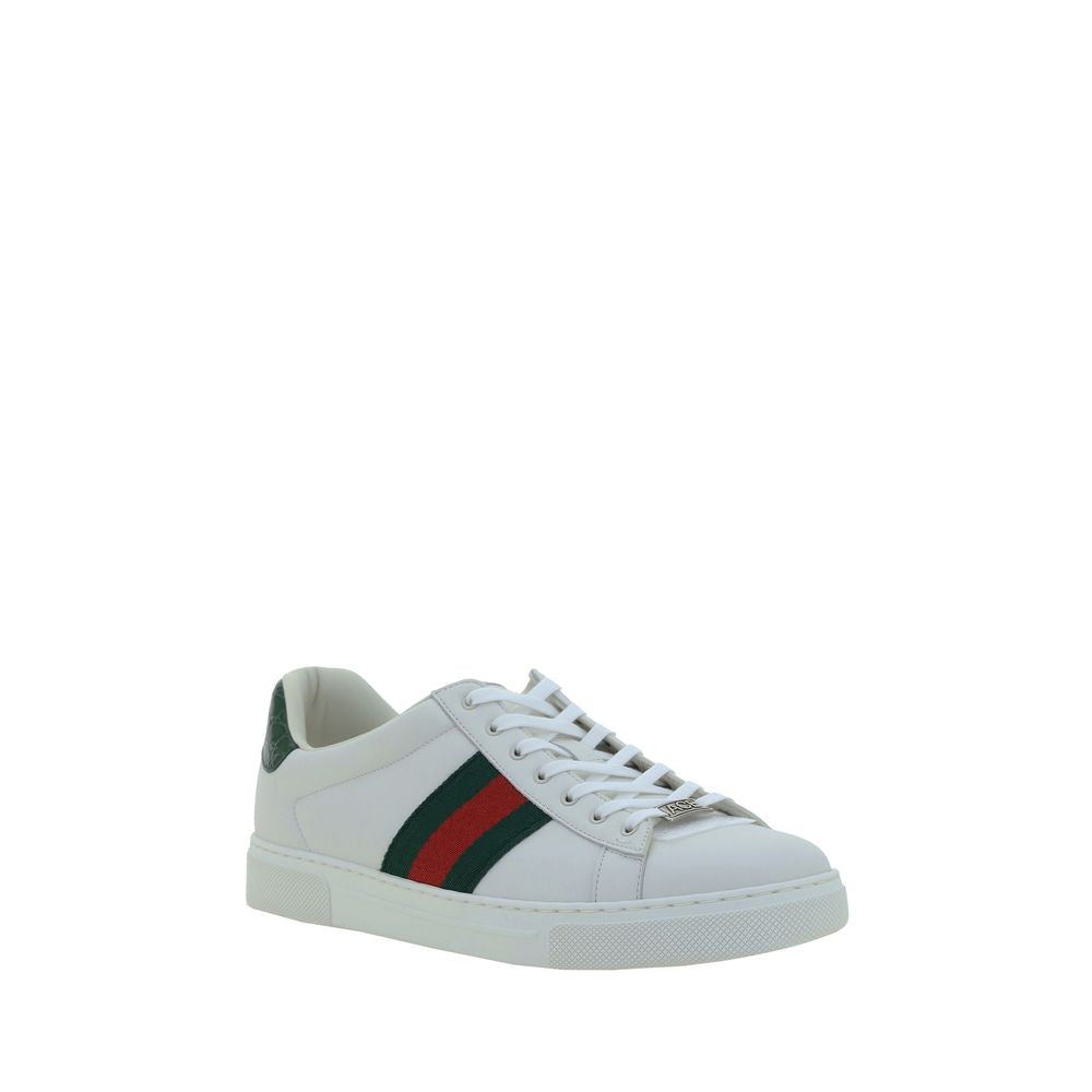 Weiße Low-Top-Sneaker aus Kalbsleder Bos Taurus Gucci