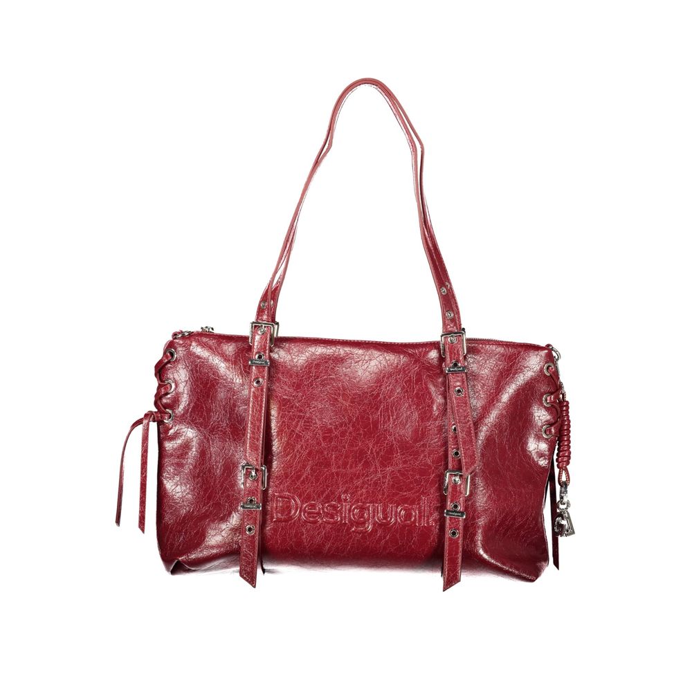 Damen-Tasche aus rotem Polyurethan mit verstellbarem und abnehmbarem Riemen Desigual