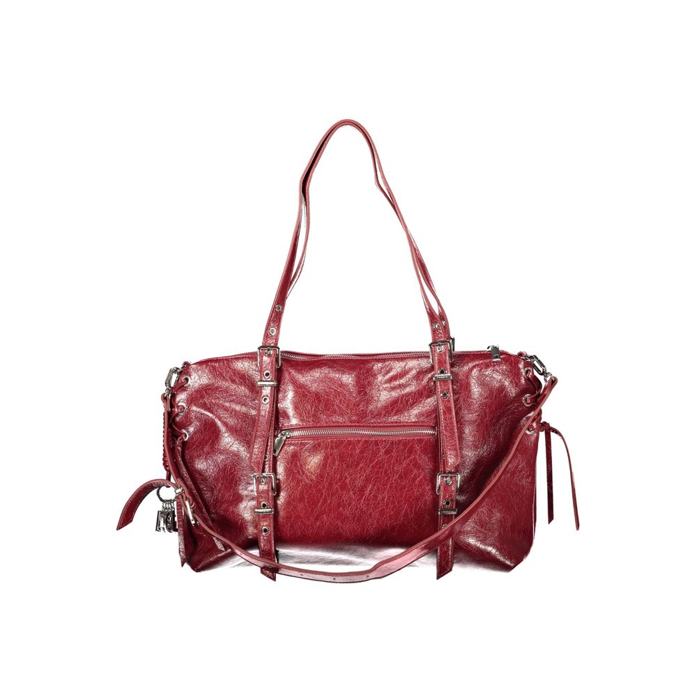 Damen-Tasche aus rotem Polyurethan mit verstellbarem und abnehmbarem Riemen Desigual