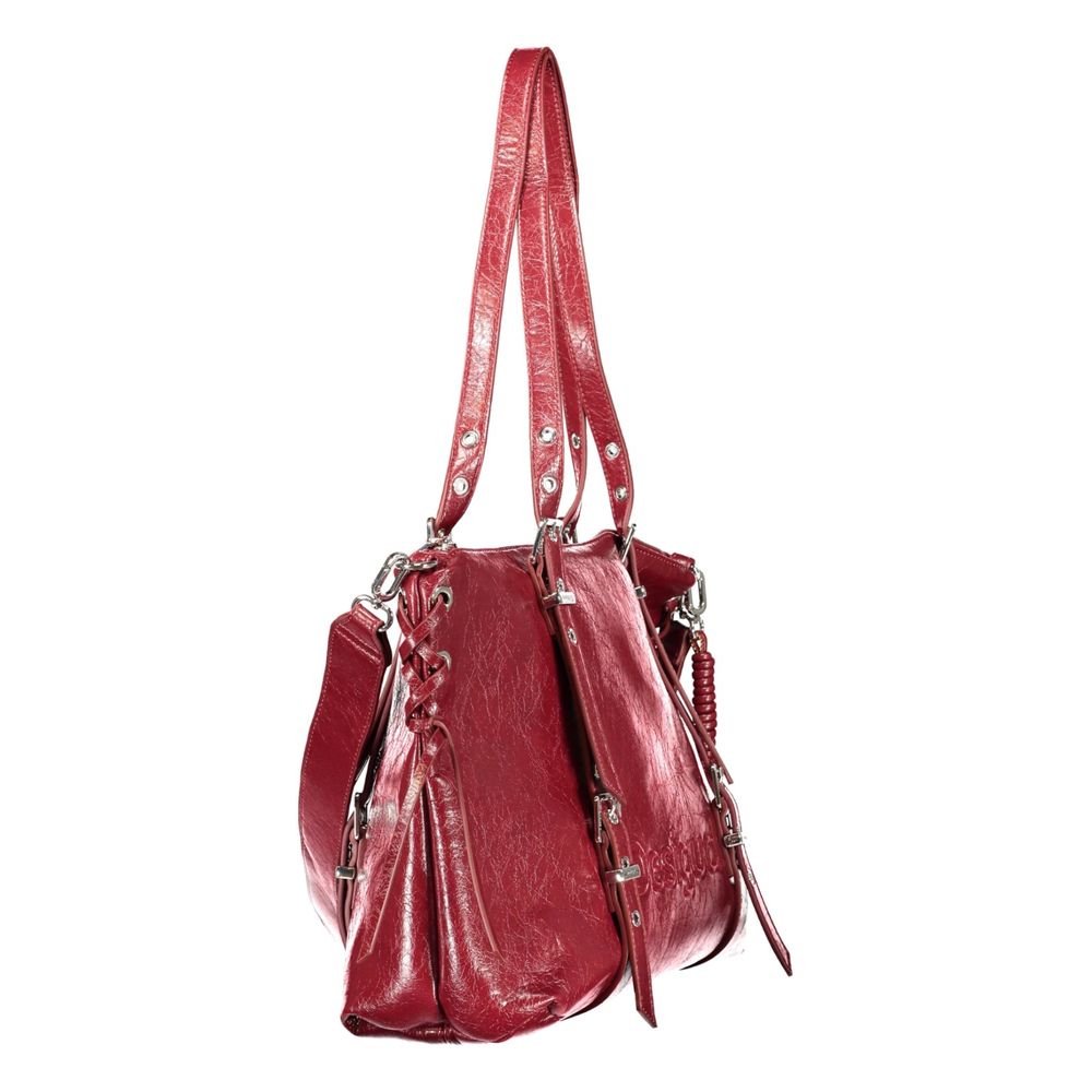 Damen-Tasche aus rotem Polyurethan mit verstellbarem und abnehmbarem Riemen Desigual