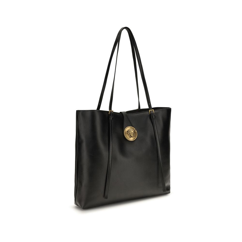 Schwarze Lammleder Schultertasche Ovis Aries Versace