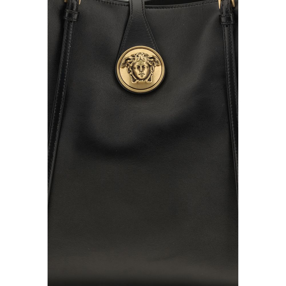 Schwarze Lammleder Schultertasche Ovis Aries Versace