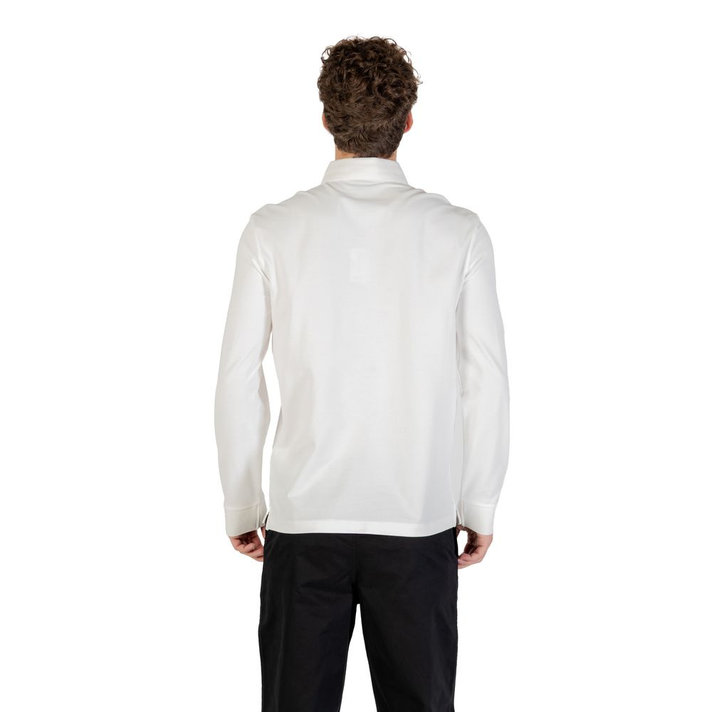 Cremefarbenes Langarm-T-Shirt aus Baumwolle Armani Exchange