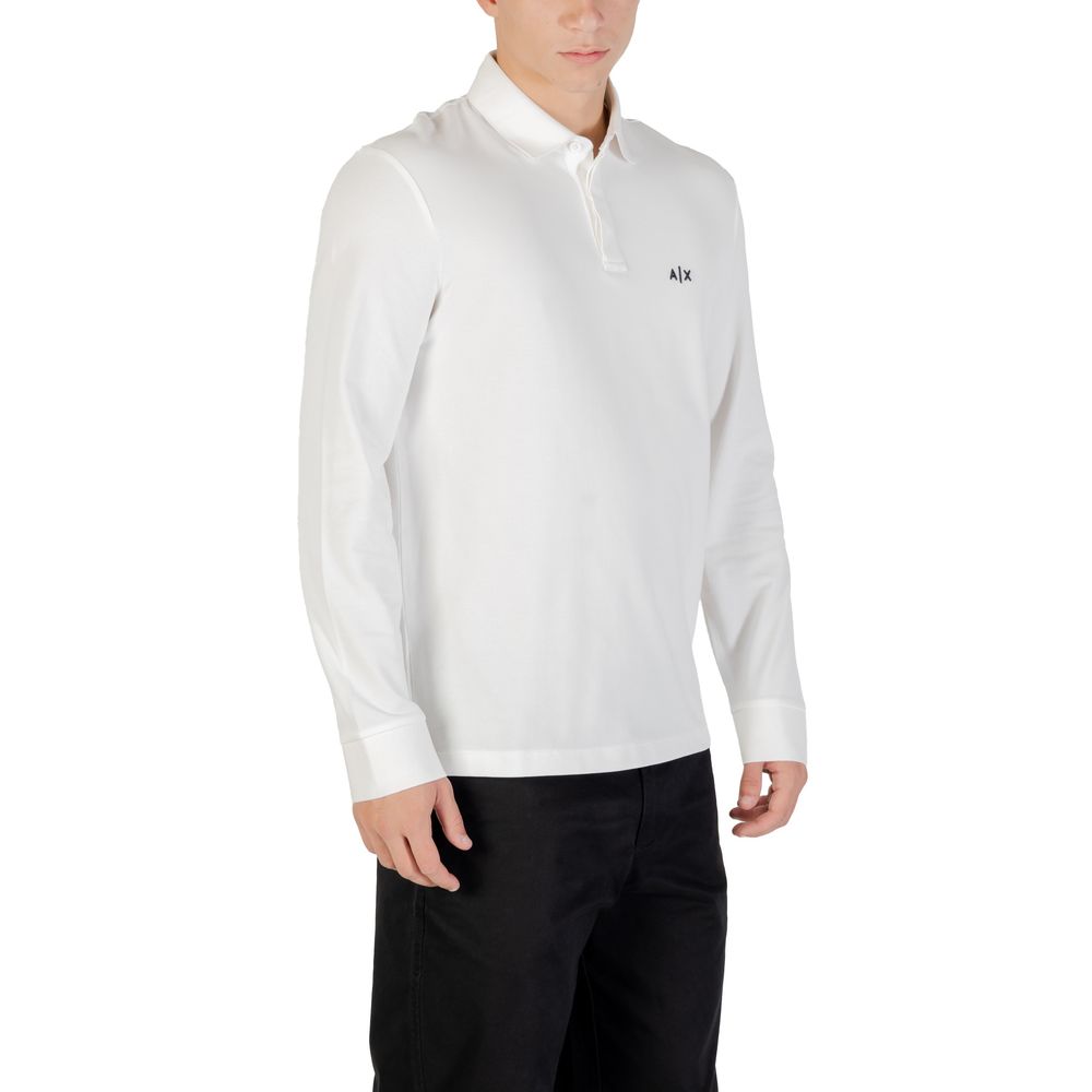 Cremefarbenes Langarm-T-Shirt aus Baumwolle Armani Exchange