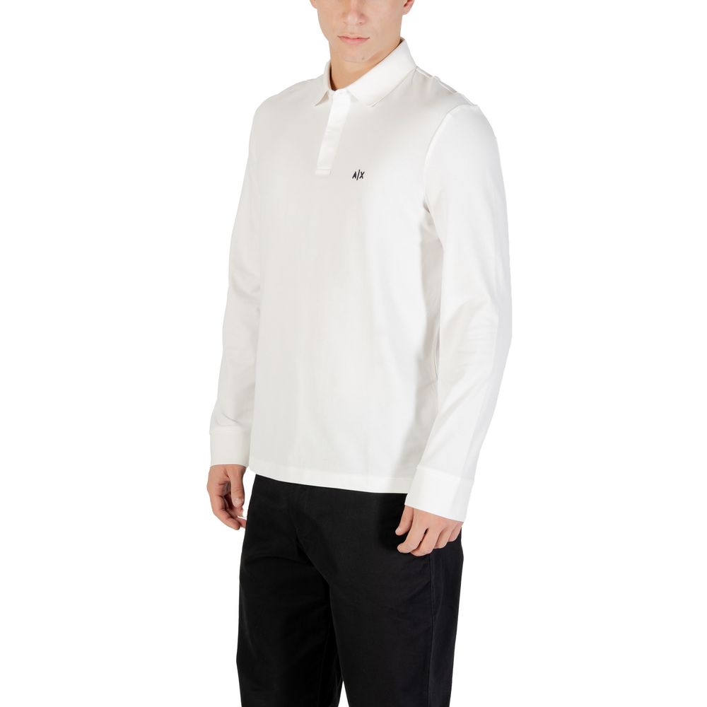 Cremefarbenes Langarm-T-Shirt aus Baumwolle Armani Exchange