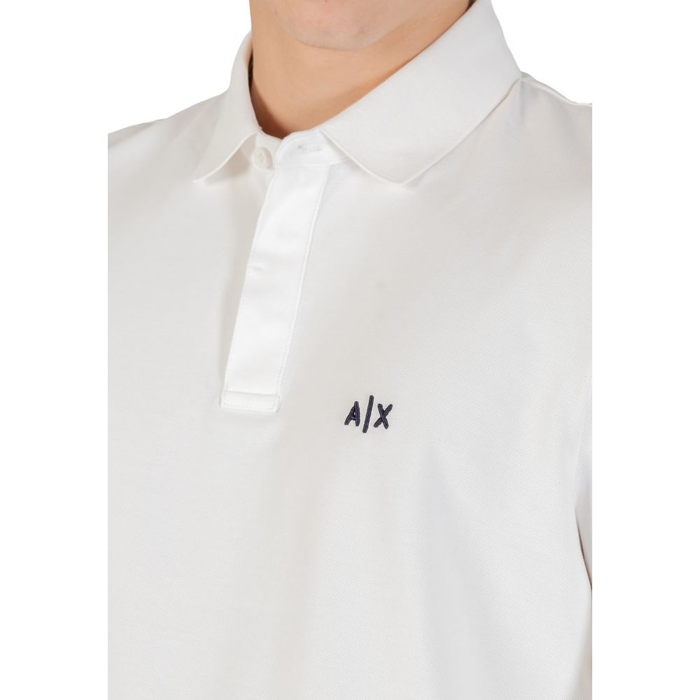 Cremefarbenes Langarm-T-Shirt aus Baumwolle Armani Exchange