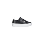 Schwarze Leder Low-Top-Sneaker Calvin Klein Jeans