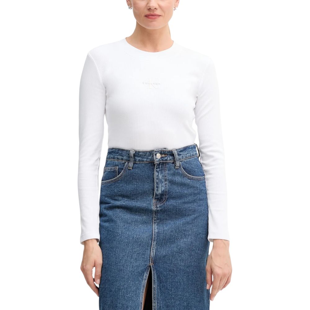 Weißes Langarm-T-Shirt aus Baumwolle Calvin Klein Jeans