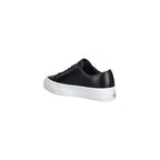 Schwarze Leder Low-Top-Sneaker Calvin Klein Jeans