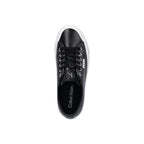 Schwarze Leder Low-Top-Sneaker Calvin Klein Jeans