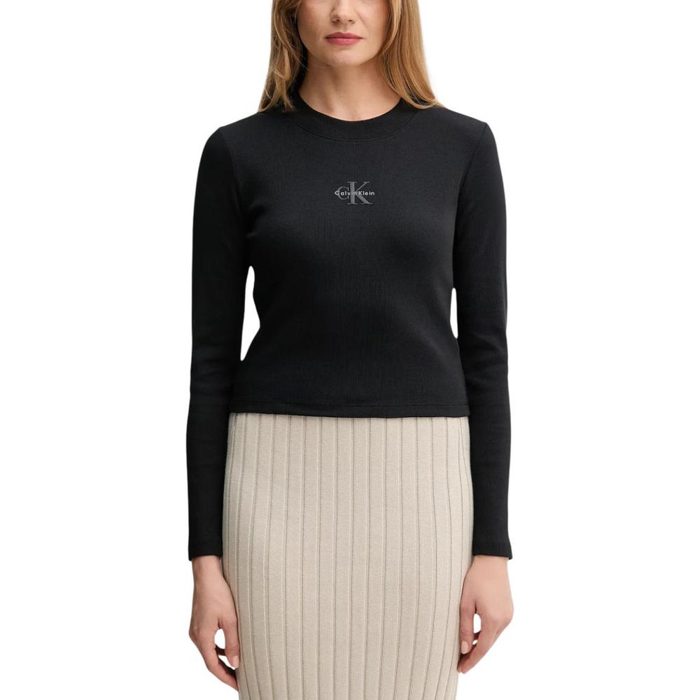 Schwarzes Langarm-T-Shirt aus Baumwolle Calvin Klein Jeans